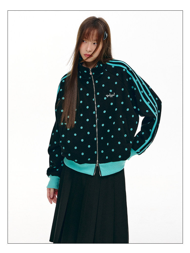 Mint Polka Dot Double-Zip Track Jacket