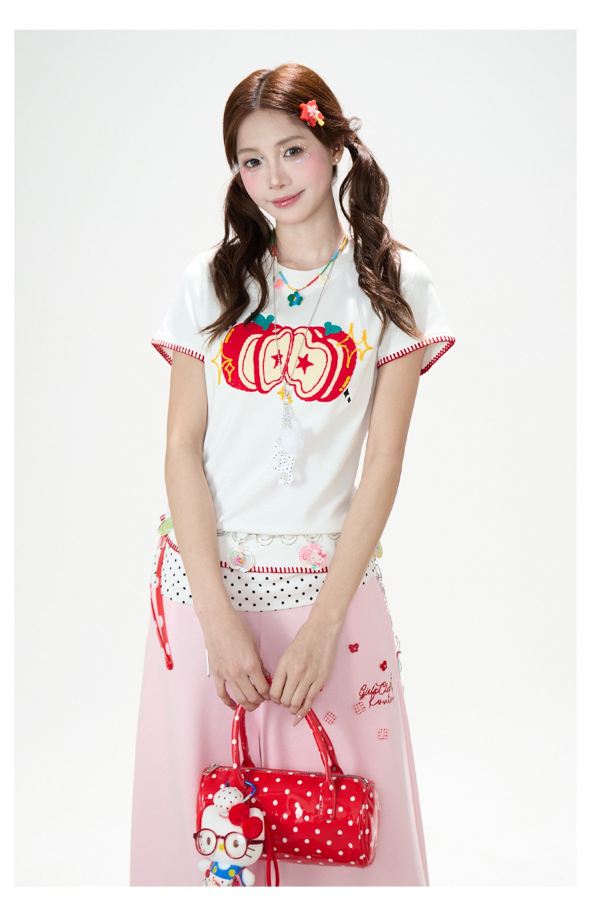 Apple Star Graphic Baby Tee & Denim Bermuda Pants