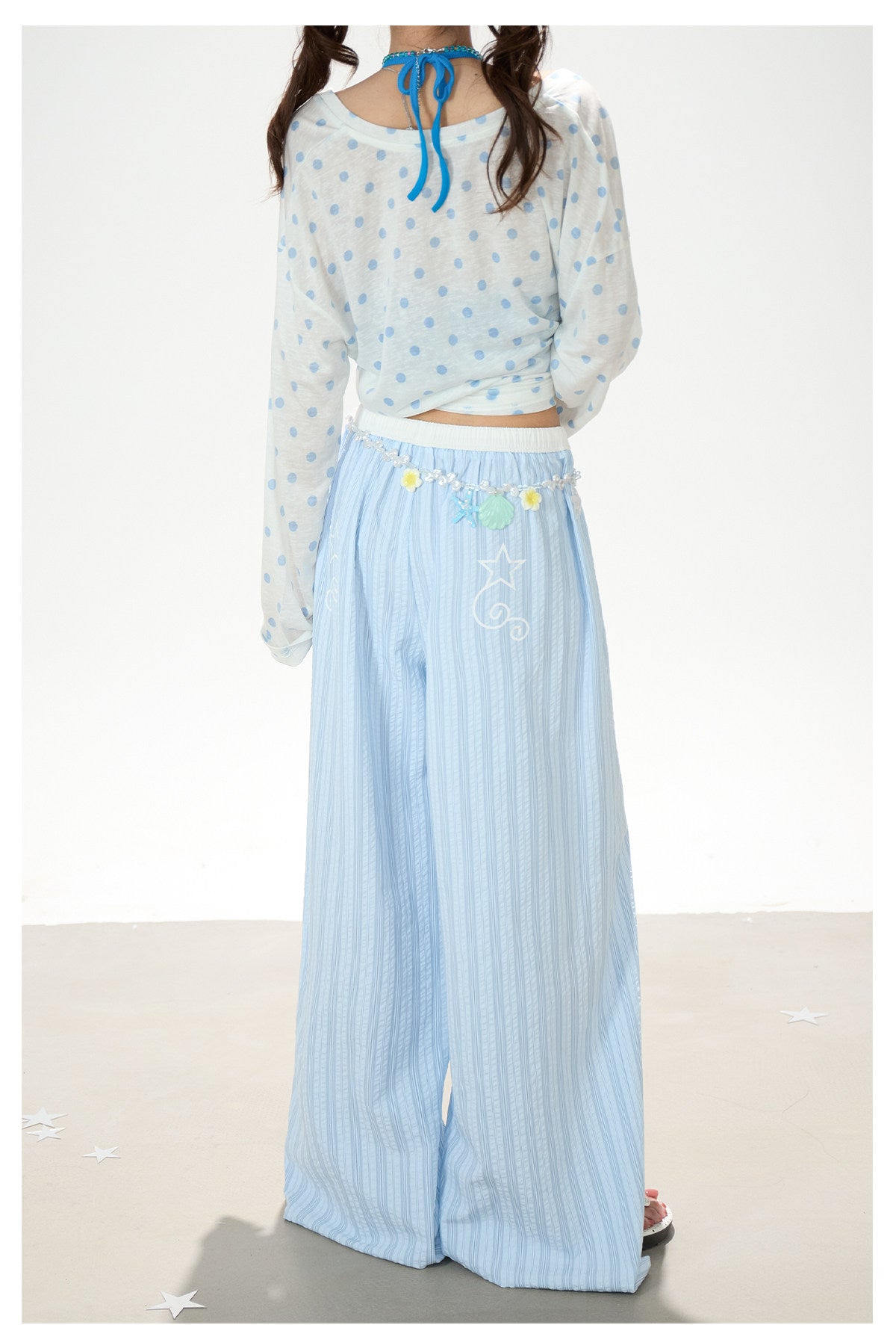 Polka Dot Layered Top & Wide-Leg Pants