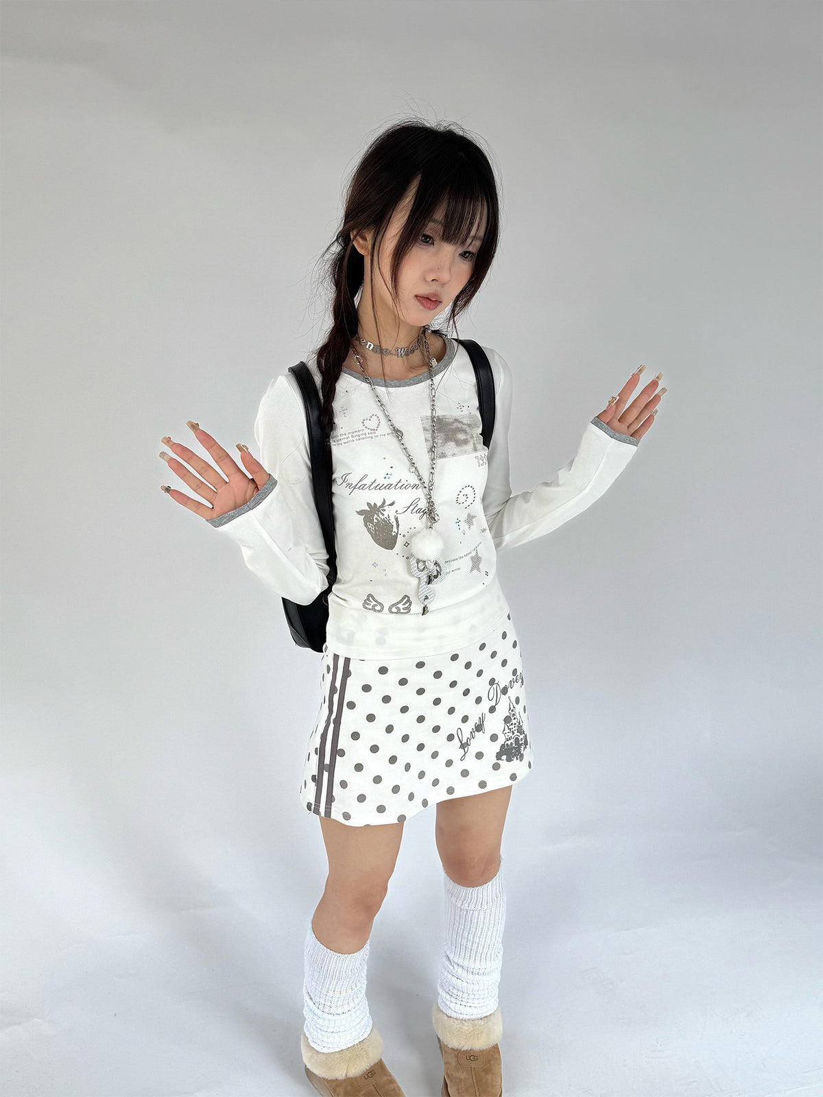 Polka Dot Dream Castle Low-Rise Mini Skirt