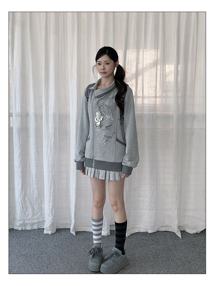 Music Angel Asymmetric Zip-Up Jacket