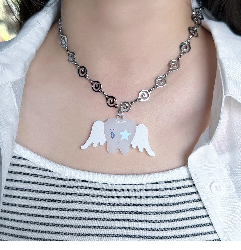 Please Take Care Angel Tooth Necklace