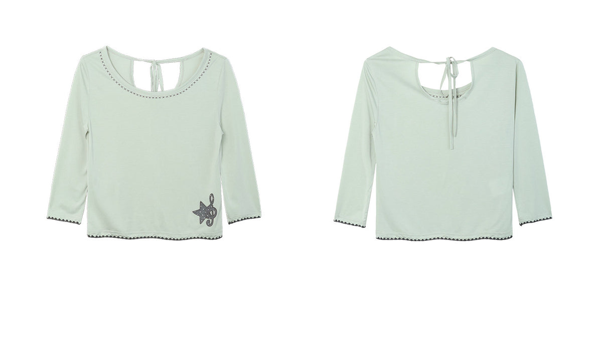 Music Star Back-Tie 3/4 Sleeve Top