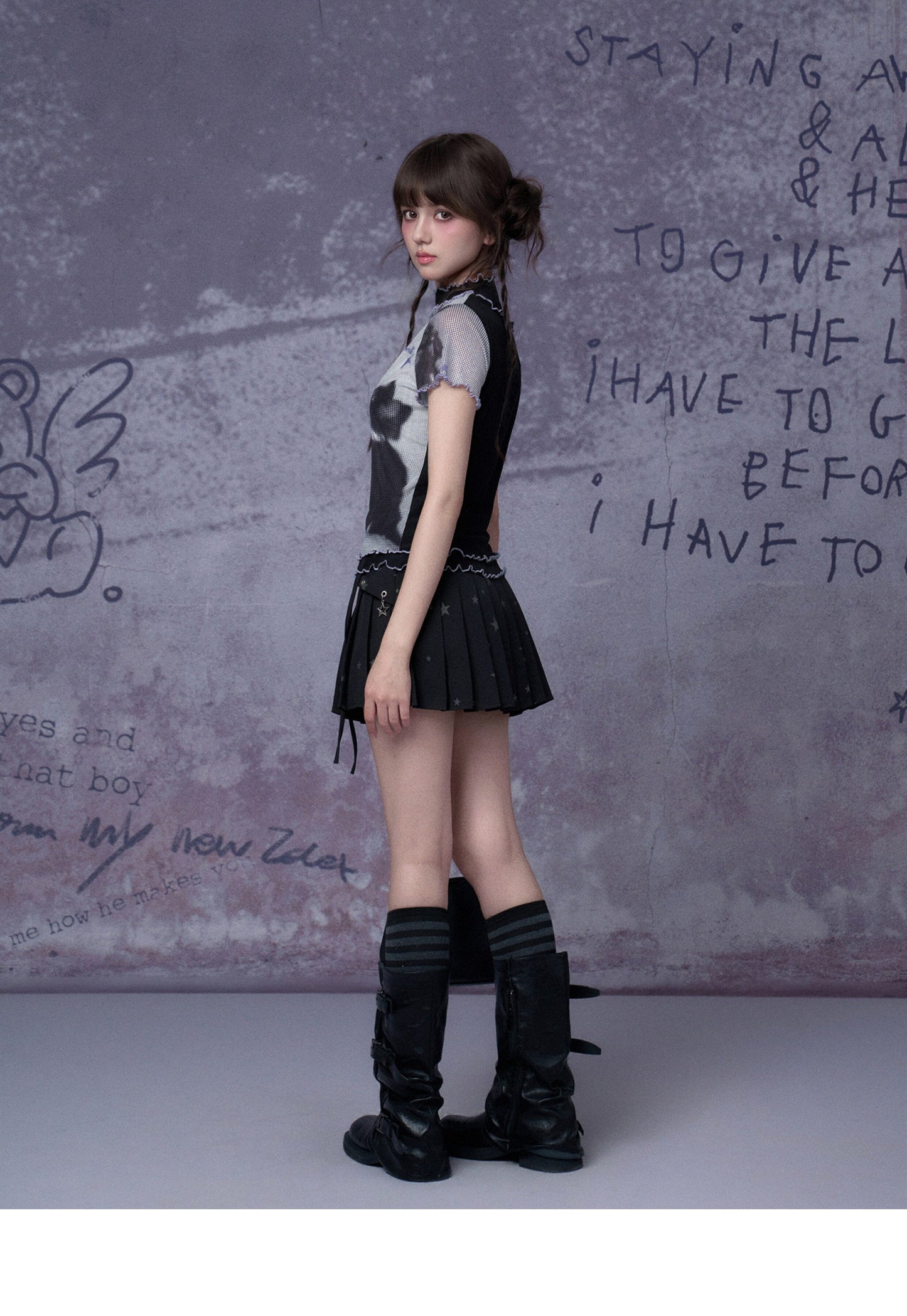 Midnight Cat Double-Layer Mesh Tee