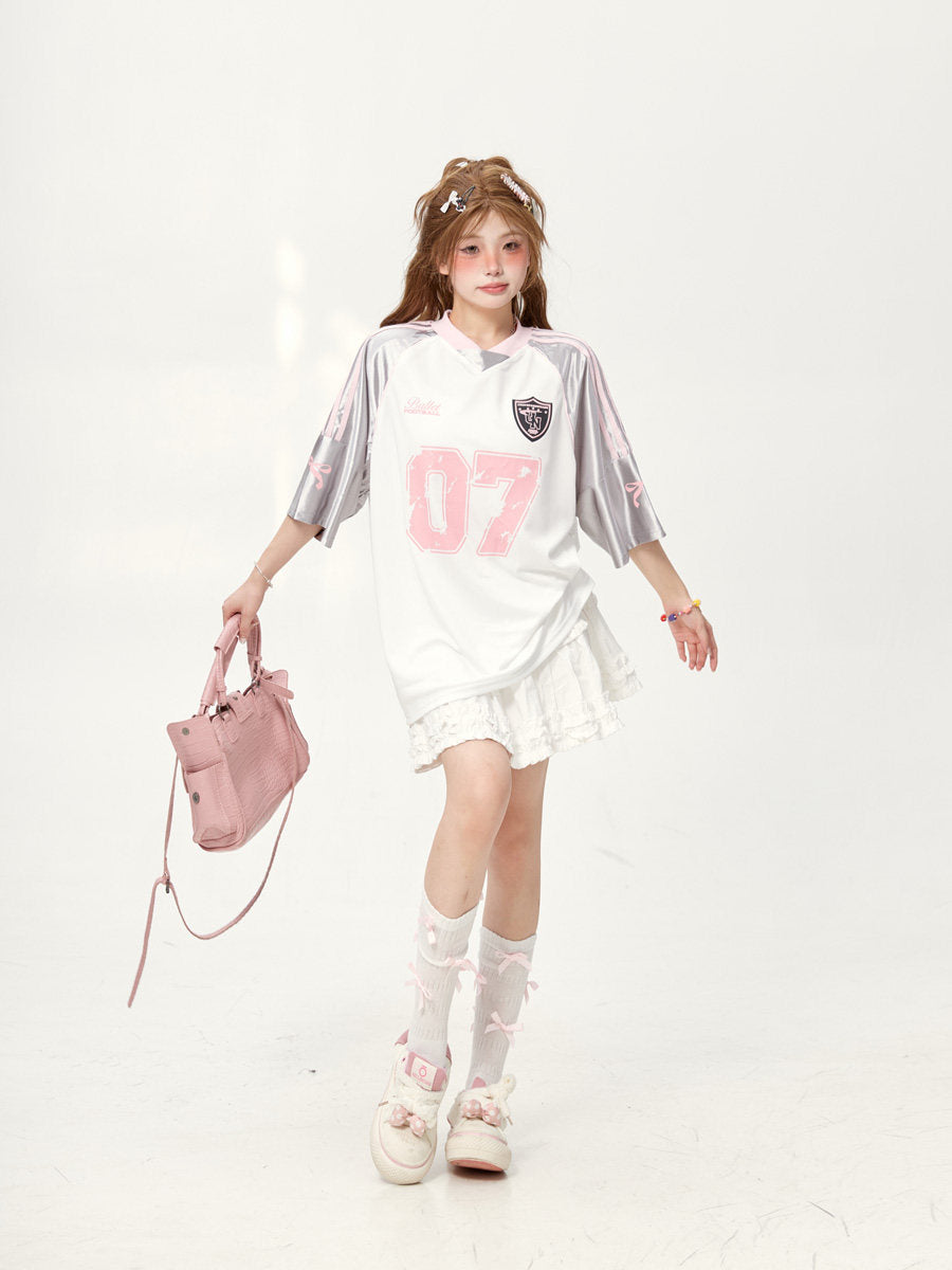 "07" Football-Trikot | Amekaji Girly Oversize T-Shirt