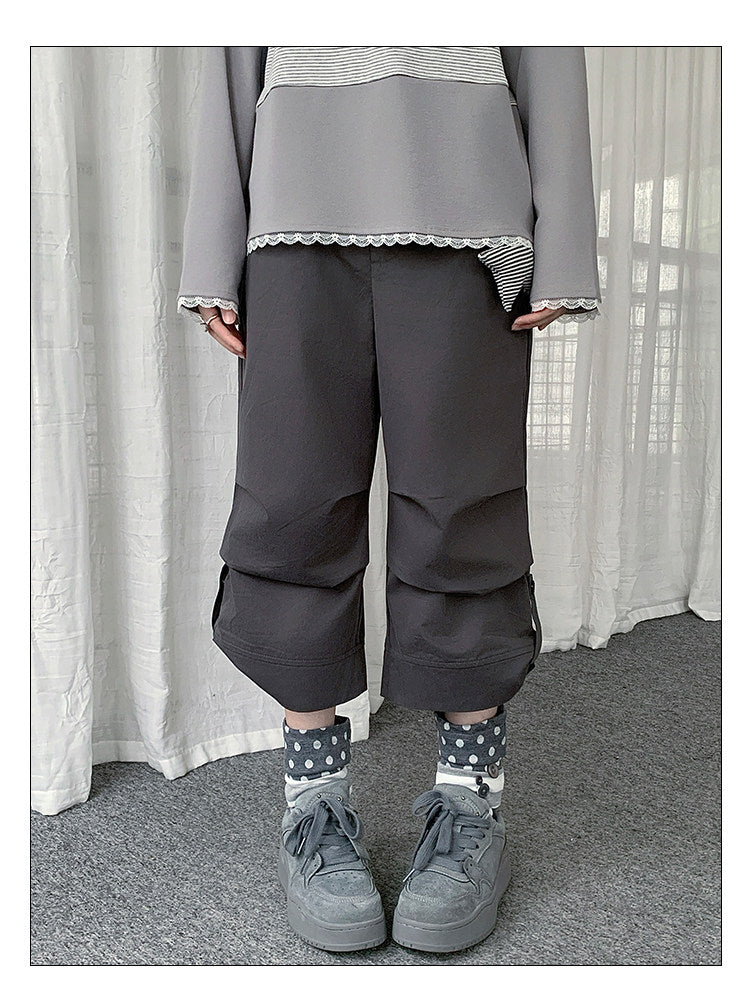 Cuffed Cropped Wide-Leg Pants