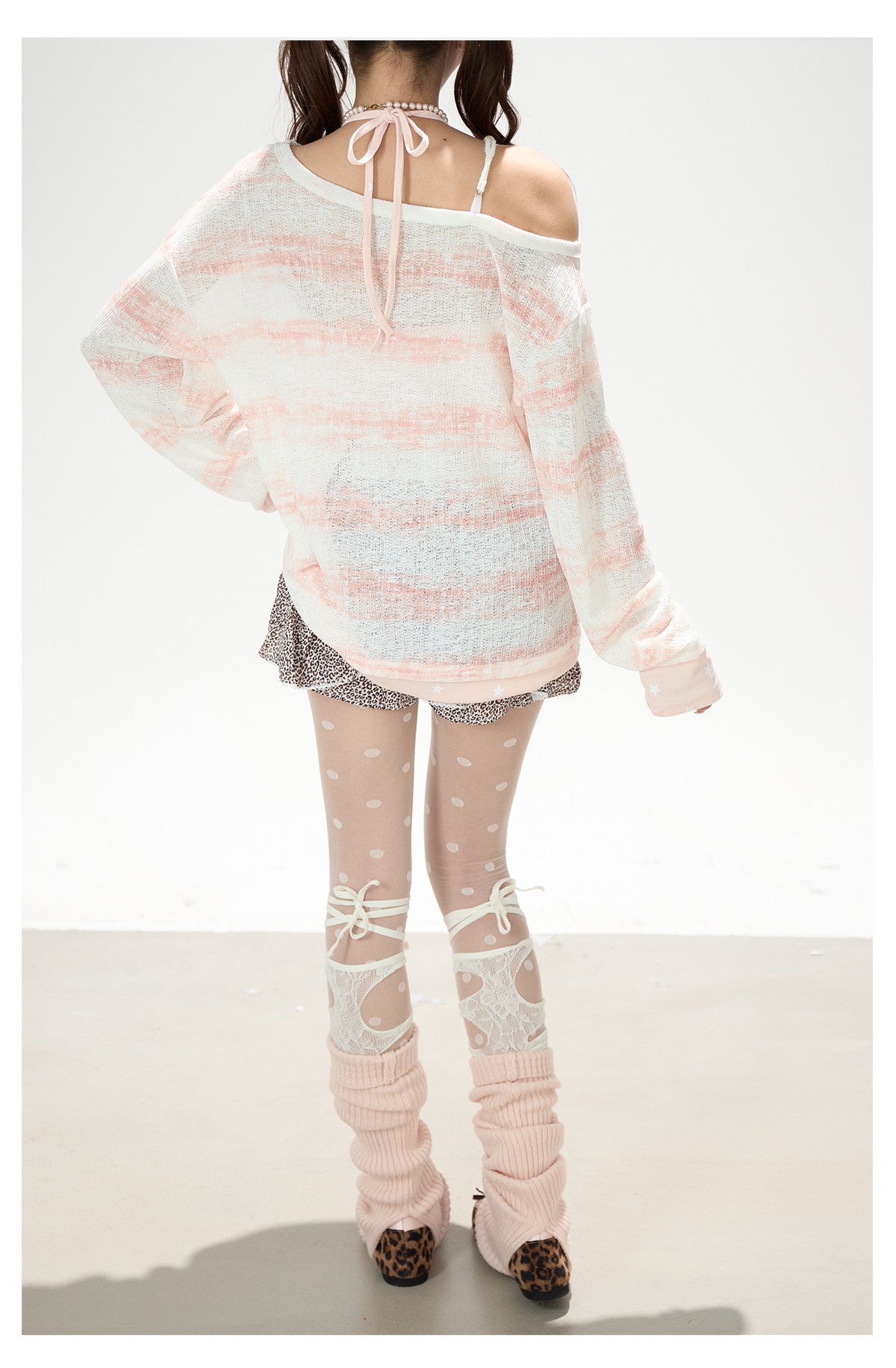 Summer Stripe Graphic Long Sleeve Top & Star Halter Cami