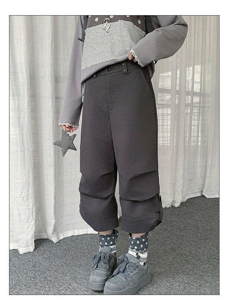 Cuffed Cropped Wide-Leg Pants