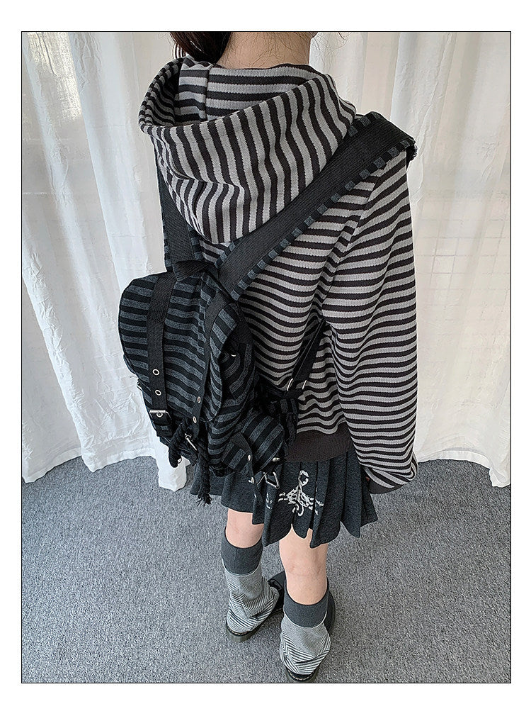 Rocking Horse & Music Appliqué Striped Zip Hoodie