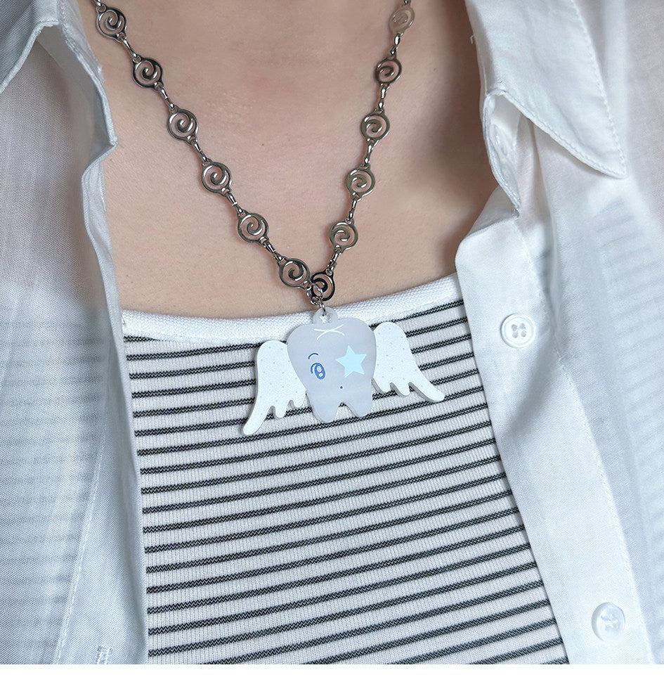 Please Take Care Angel Tooth Necklace
