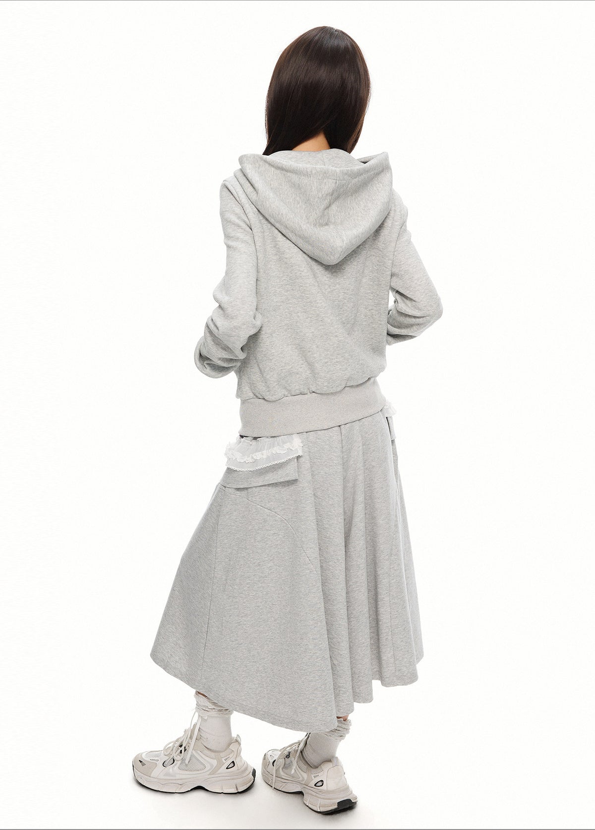 Oversized Contrast-Zip Hoodie