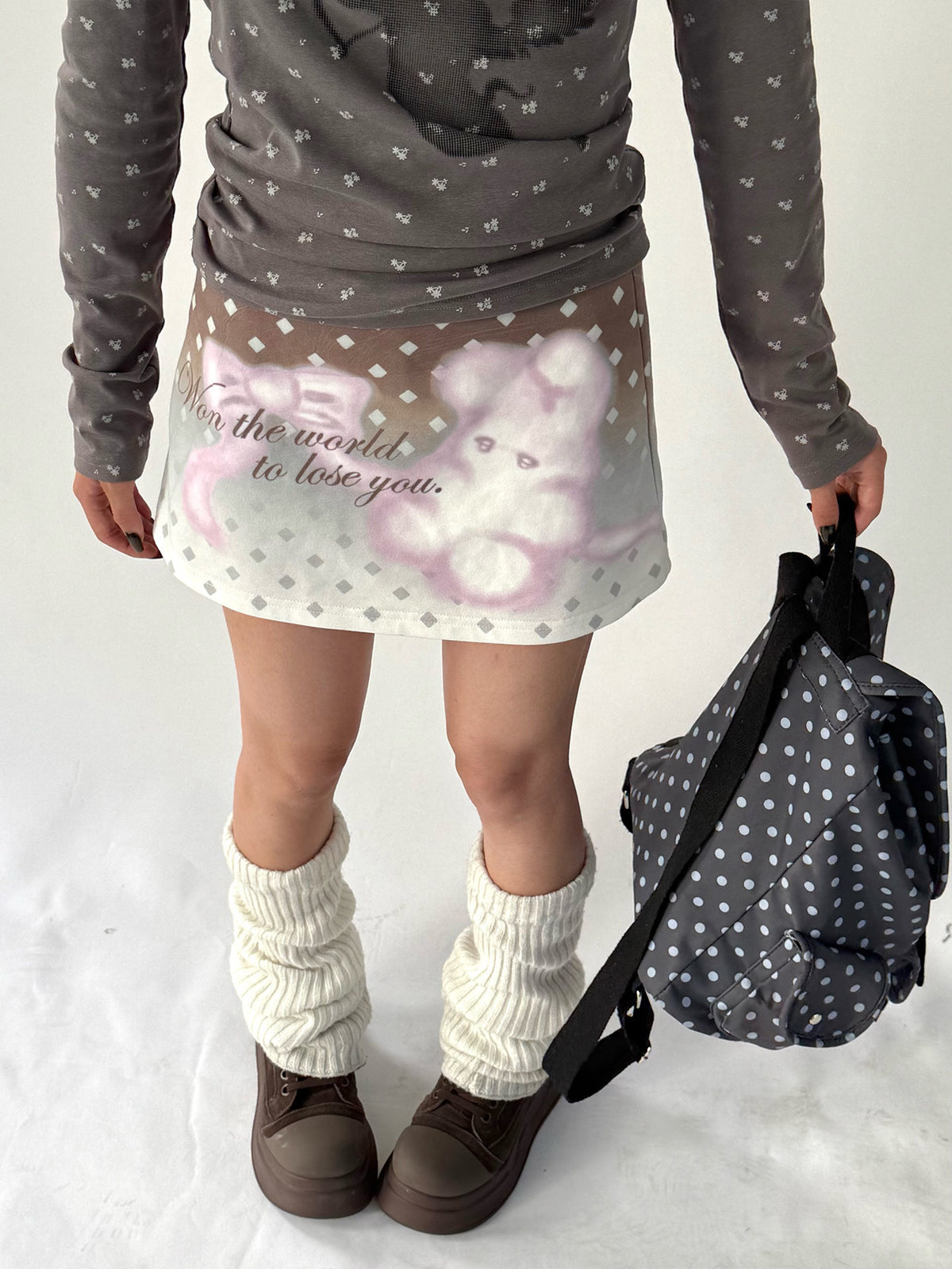 Dream Bunny Graphic Low-Rise A-Line Mini Skirt