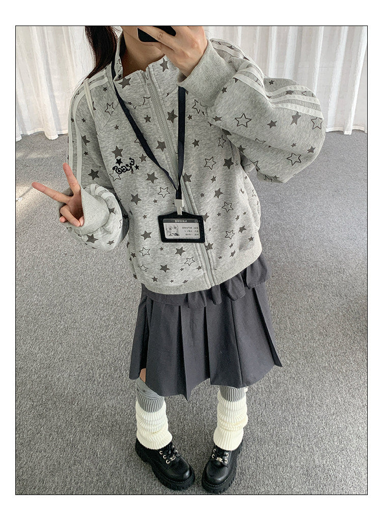 Allover Star Print Track Zip Jacket