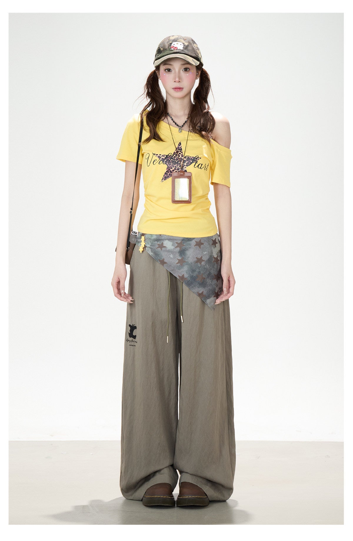 Leopard Star Off-Shoulder Layered Tee