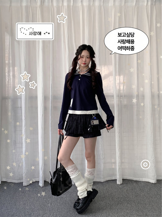 Plaid Layered Skort — Black