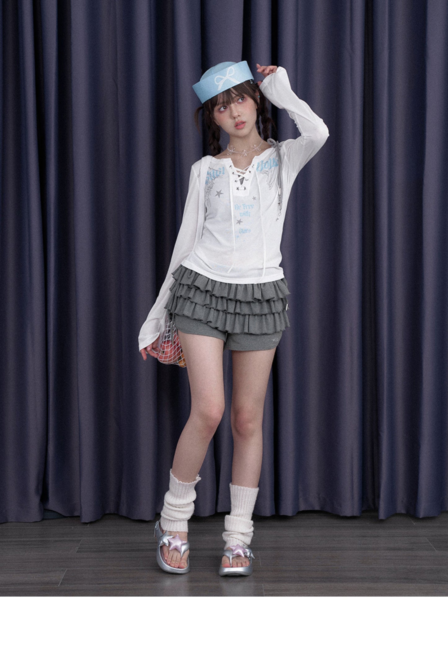 White Night Angel Wing Layered Top
