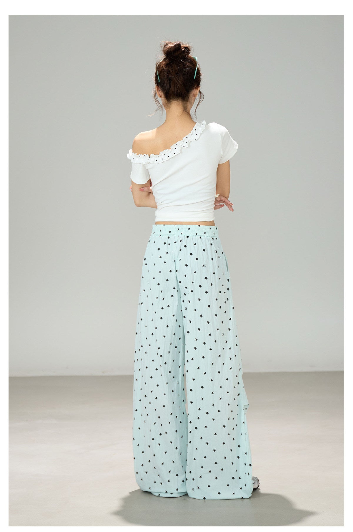 Light Blue Star Wide Leg Pants