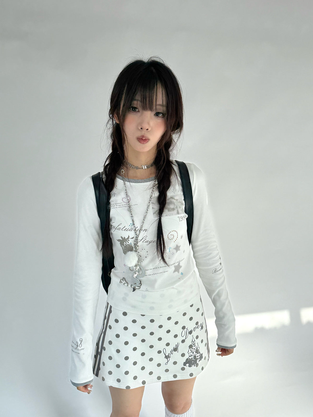 Polka Dot Dream Castle Low-Rise Mini Skirt