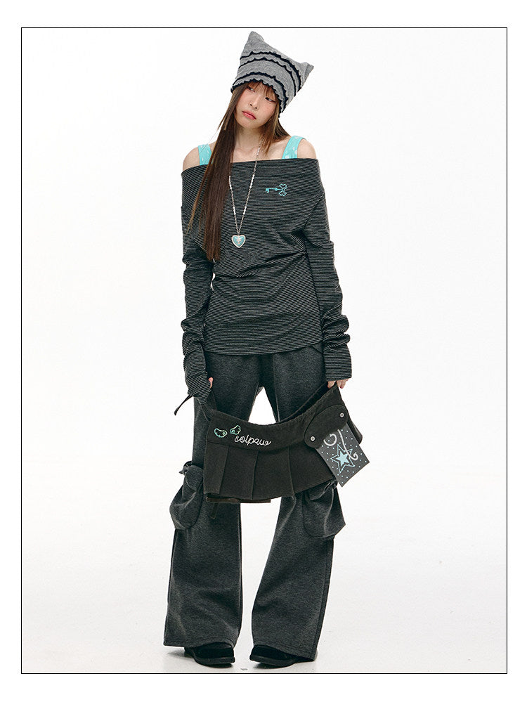 Star Pocket Pleated Layering Wrap Skirt