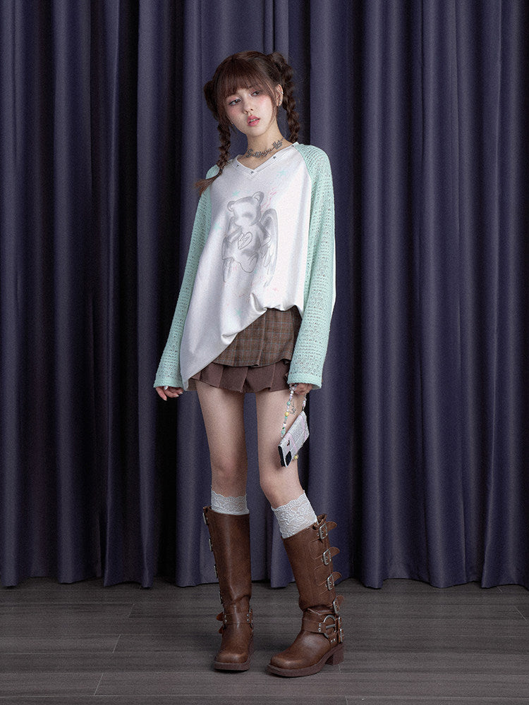 White Night Angel Wing Sheer Long Sleeve Top
