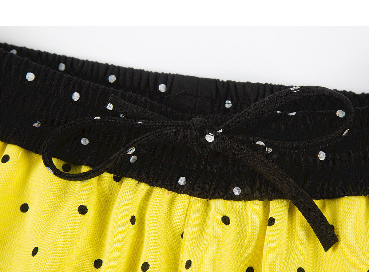 Polka-Dot Music Note Embroidered Wide-Leg Pants