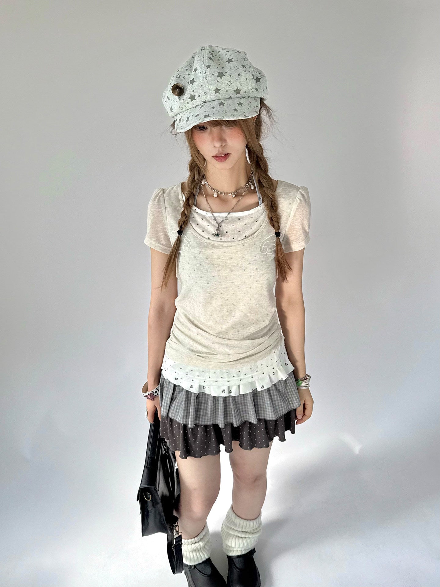 Angel Cat Back-Tie Layered Lyocell Tee