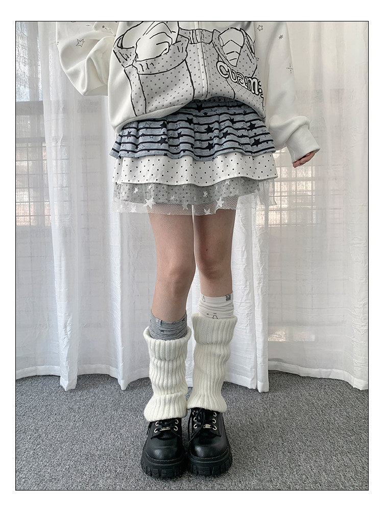 Star Lace Patchwork Layering Skirt
