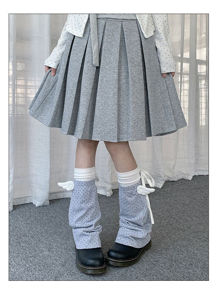 Winged Polka Dot Layered Tie Leg Warmers