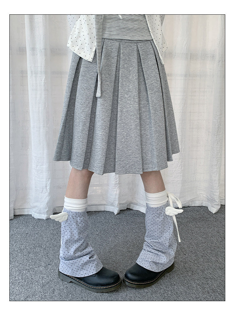 Winged Polka Dot Layered Tie Leg Warmers
