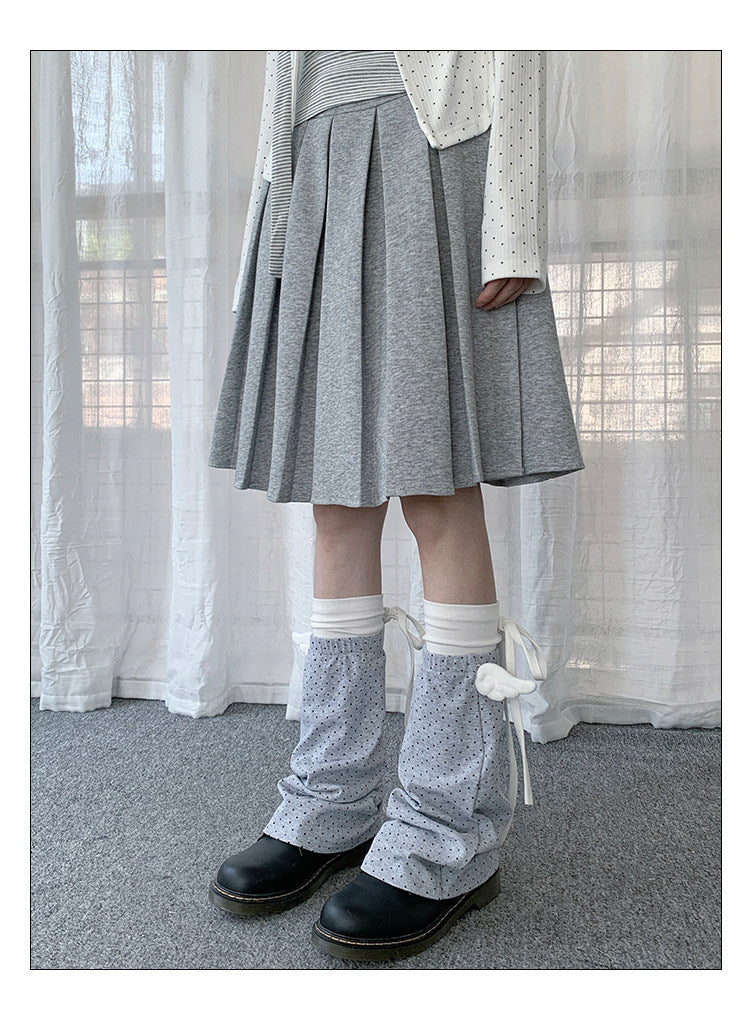 Winged Polka Dot Layered Tie Leg Warmers