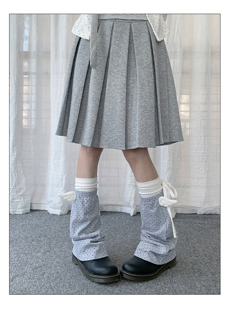 Winged Polka Dot Layered Tie Leg Warmers