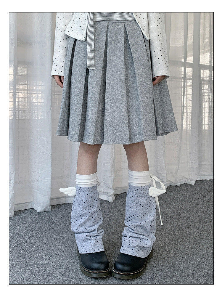 Winged Polka Dot Layered Tie Leg Warmers