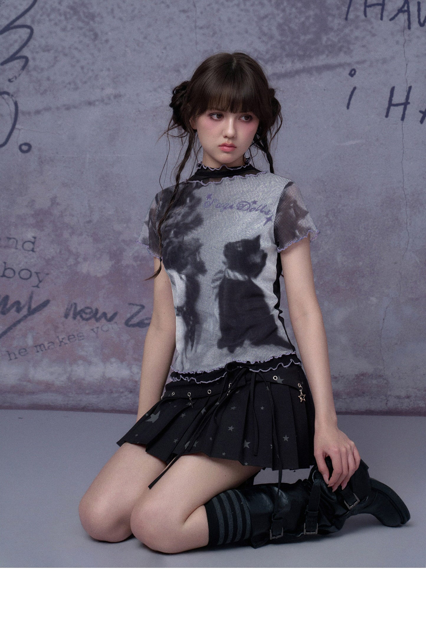Midnight Cat Double-Layer Mesh Tee