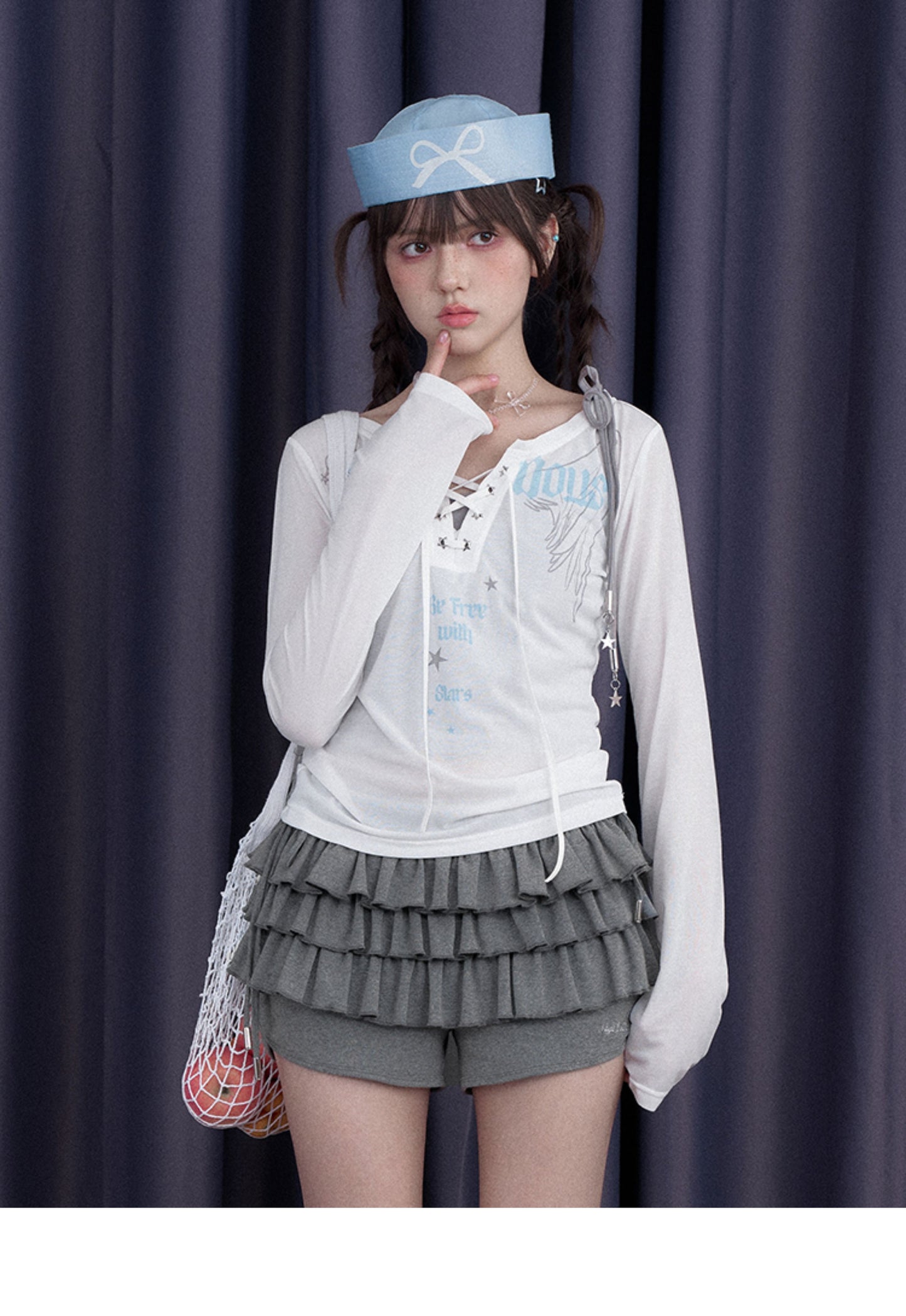 White Night Angel Wing Layered Top