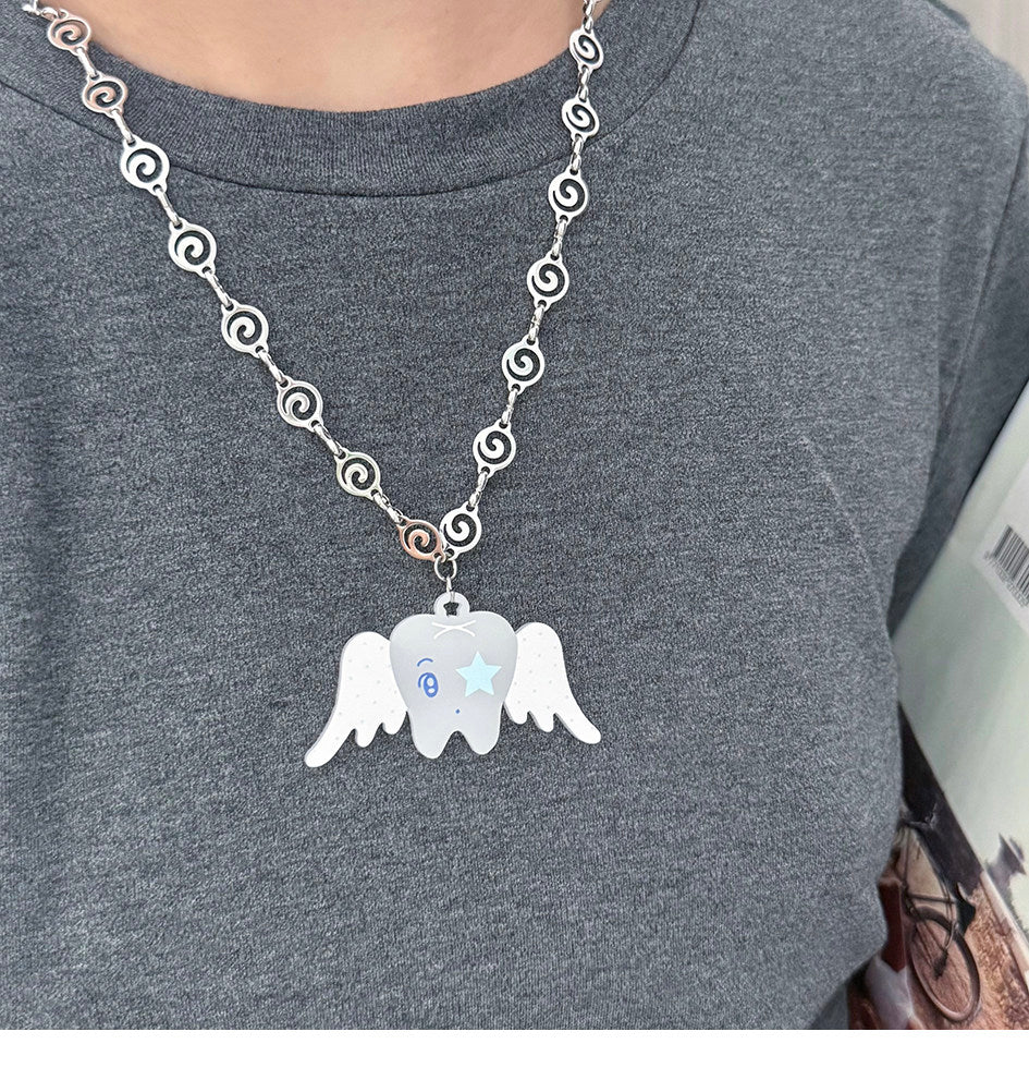 Please Take Care Angel Tooth Necklace