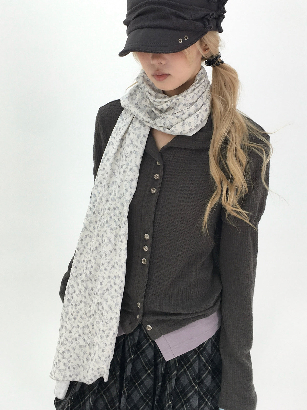 Winter Haze Ditsy Floral Gauze Scarf