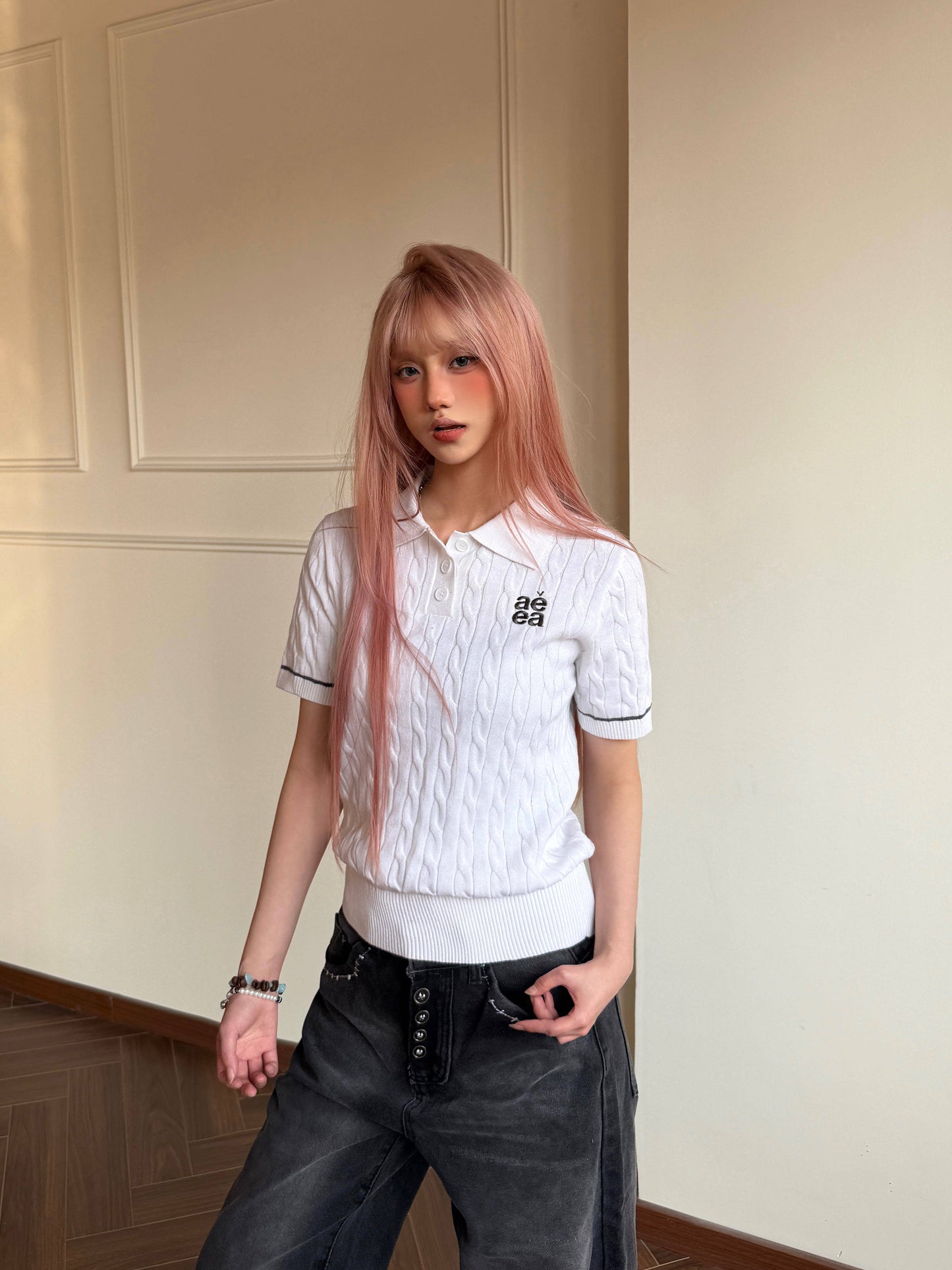 Cable Knit Polo — Old Money College Cropped