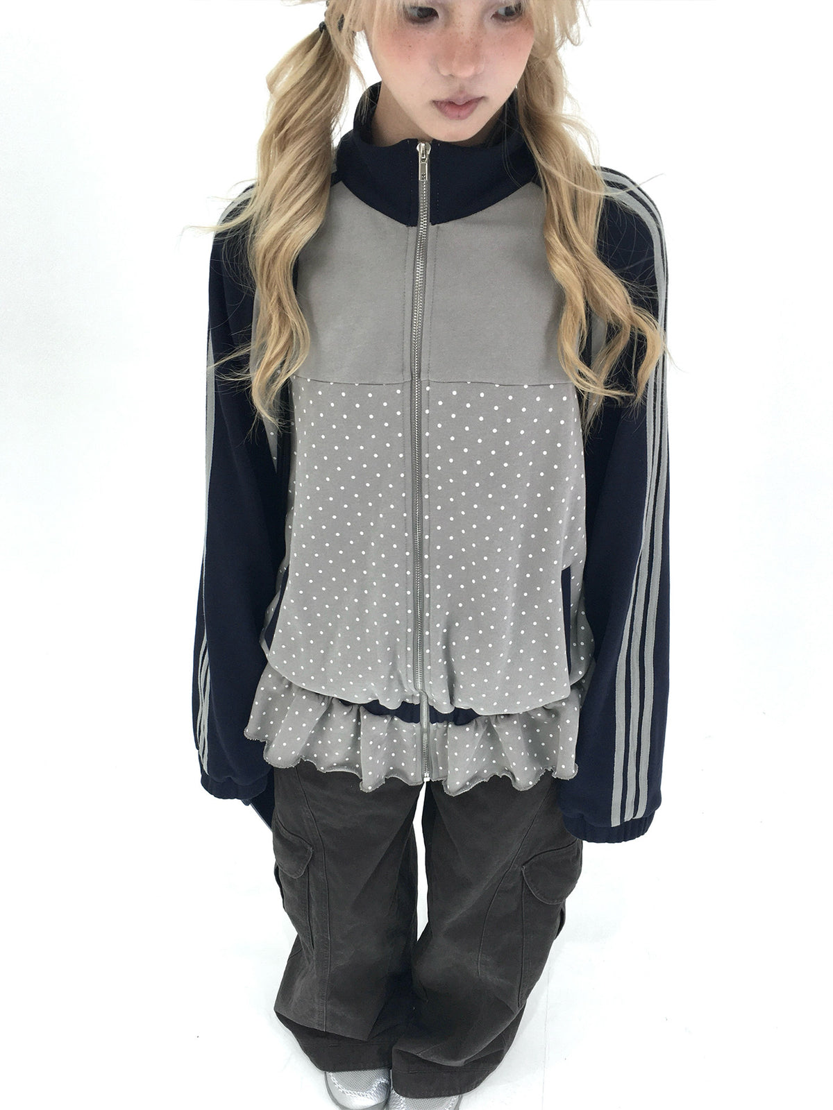 Washed Gray Tea Wide-Leg Cargo Pants