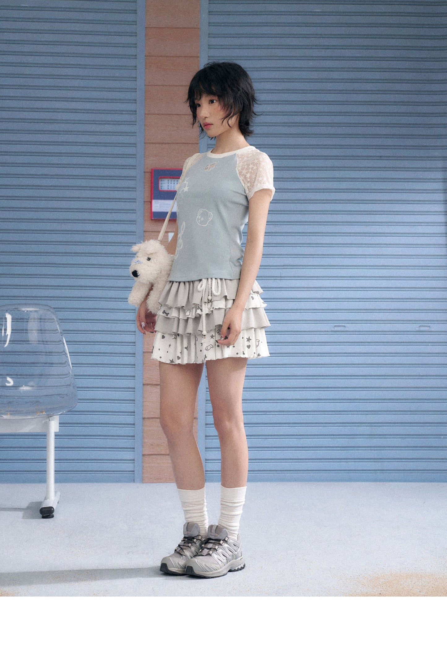 Ice Blue Lace Raglan Graphic Tee