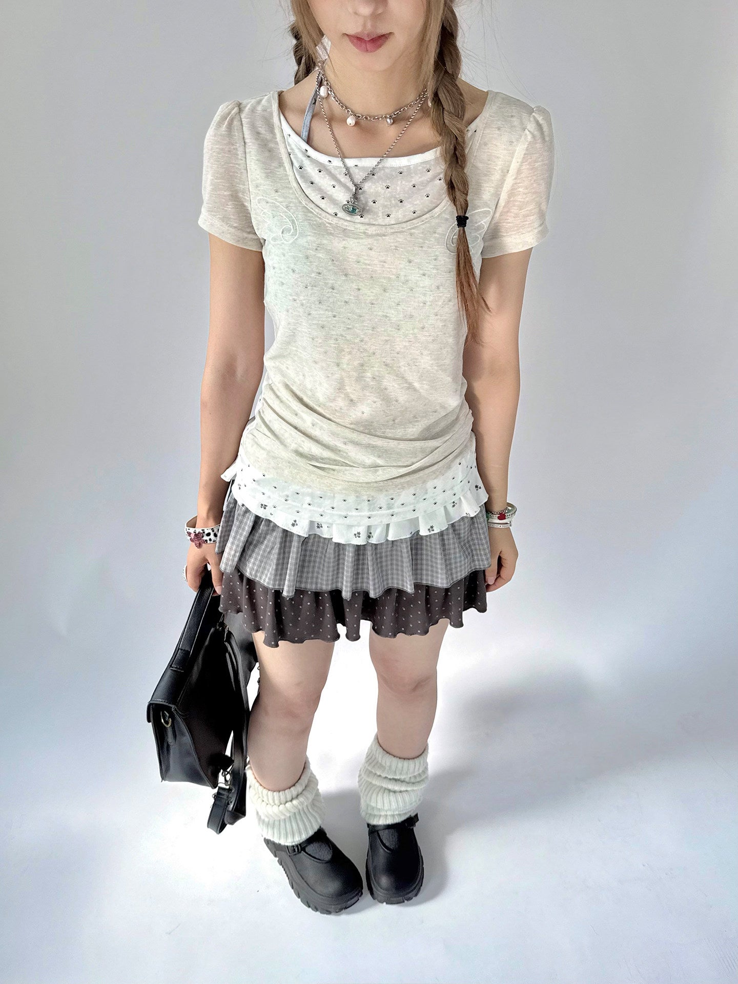 Angel Cat Back-Tie Layered Lyocell Tee