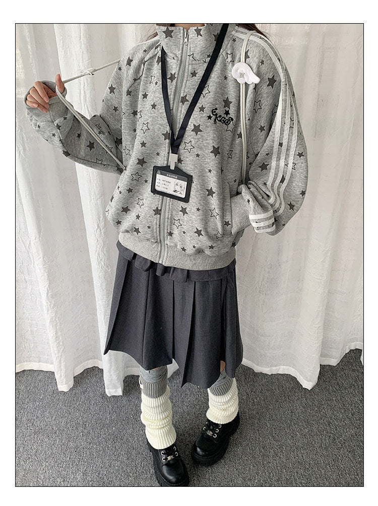 Allover Star Print Track Zip Jacket
