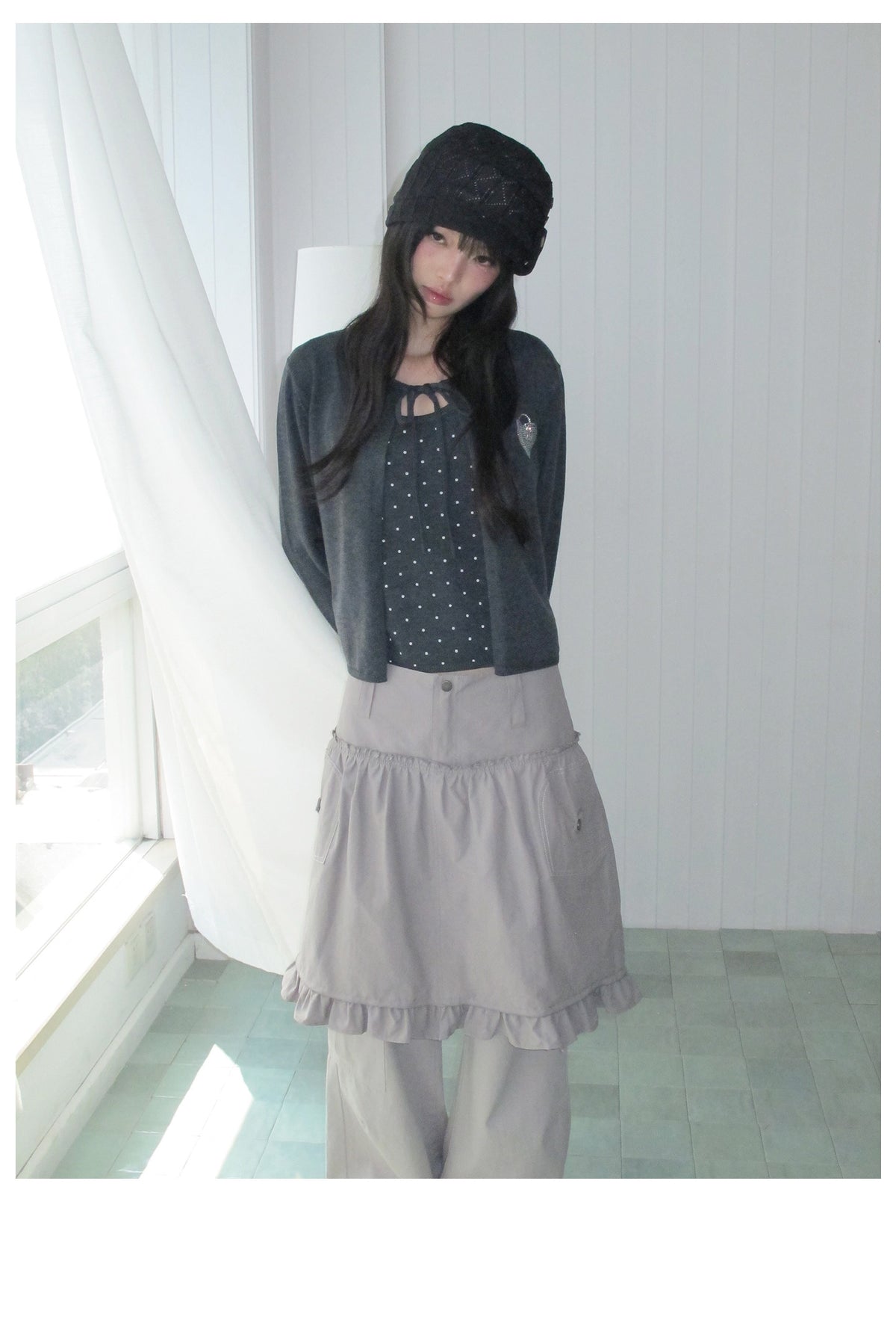 Polka Dot Cami & Tie-Front Cardigan Set