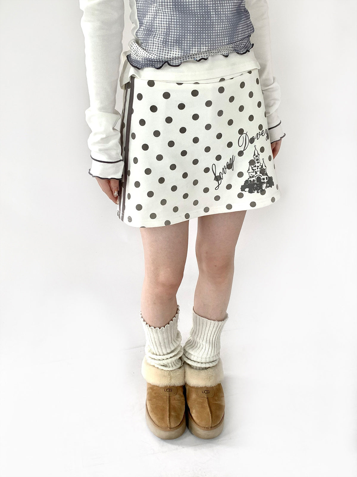 Polka Dot Dream Castle Low-Rise Mini Skirt