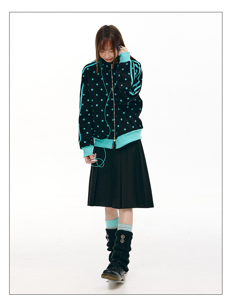 Mint Polka Dot Double-Zip Track Jacket