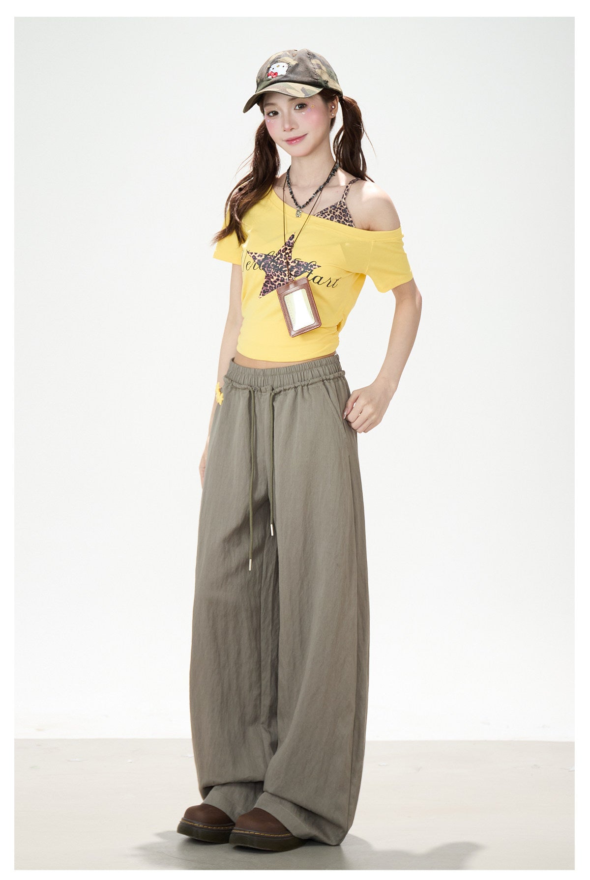Leopard Star Off-Shoulder Layered Tee