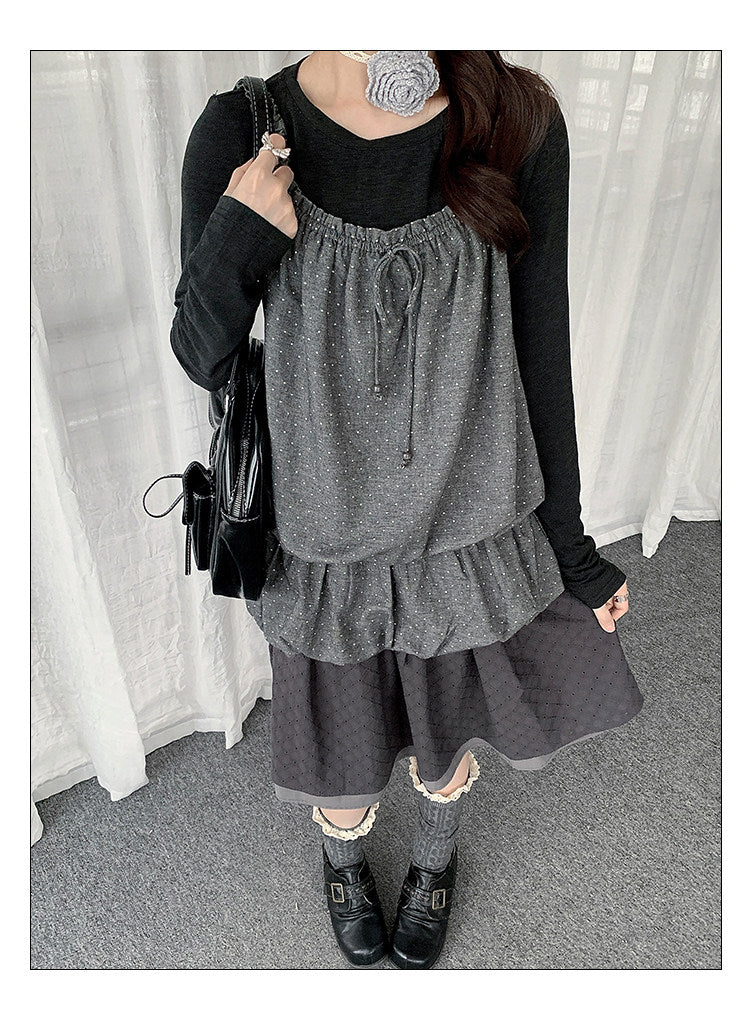 Polka Dot Ruffle Layered Two-Piece Top Set