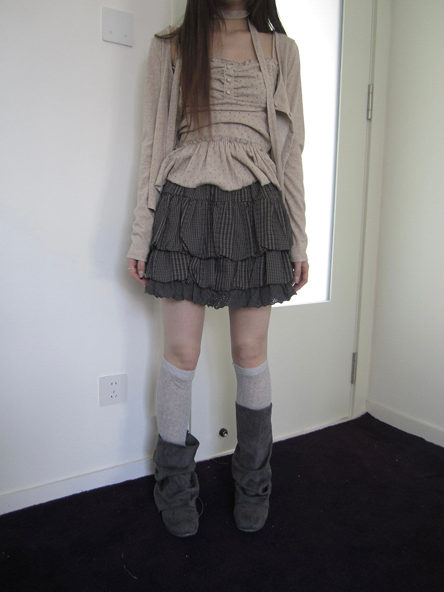 Plaid Layered Ruffle Mini Skirt