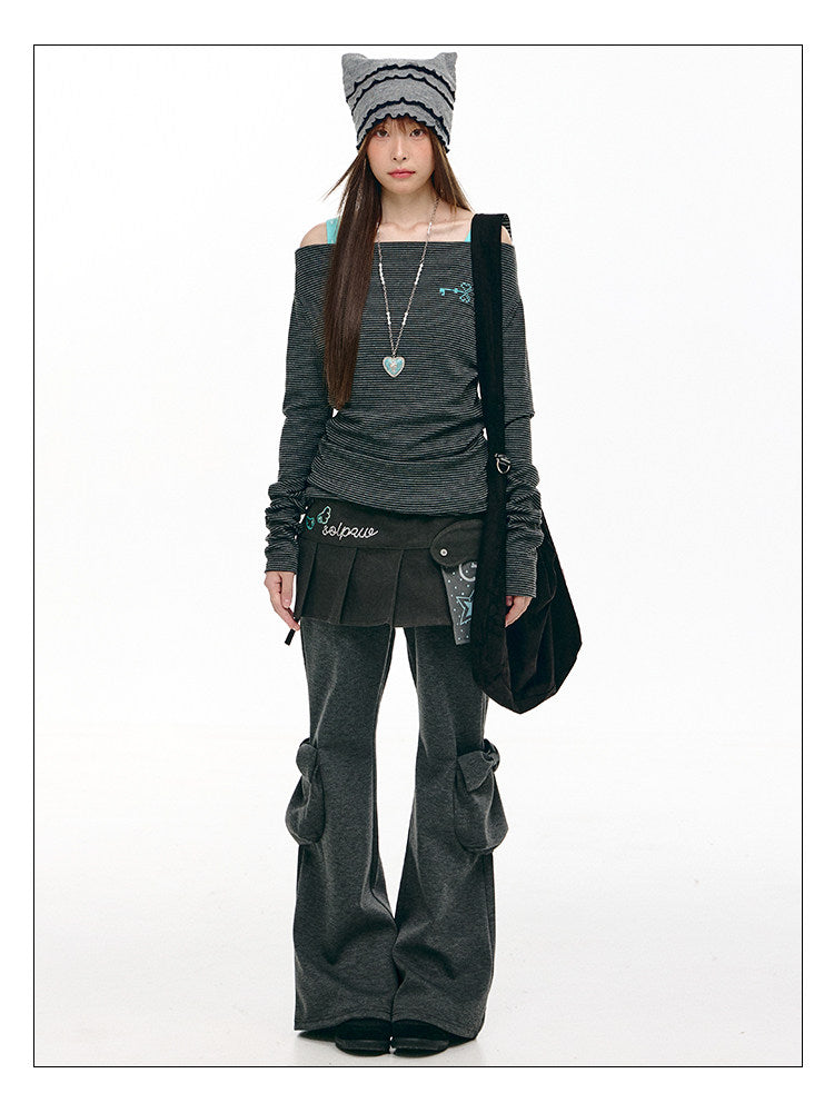Star Pocket Pleated Layering Wrap Skirt
