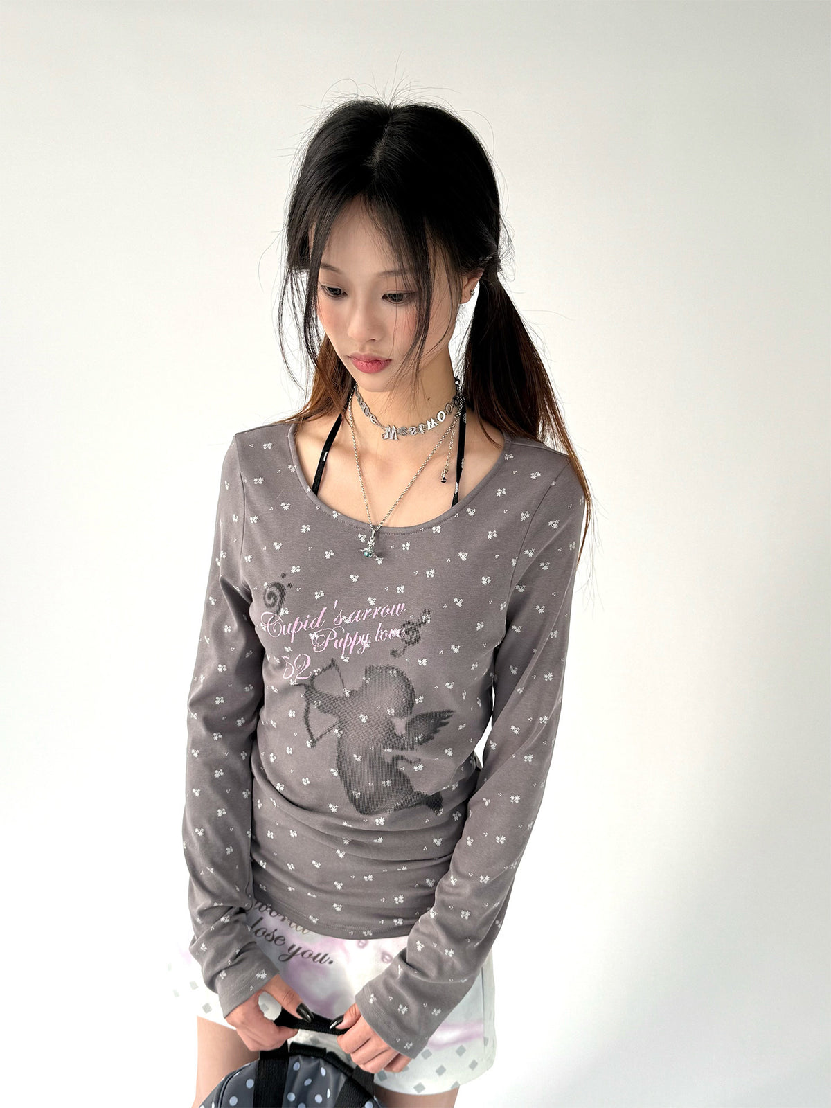 Dream Bunny Graphic Low-Rise A-Line Mini Skirt