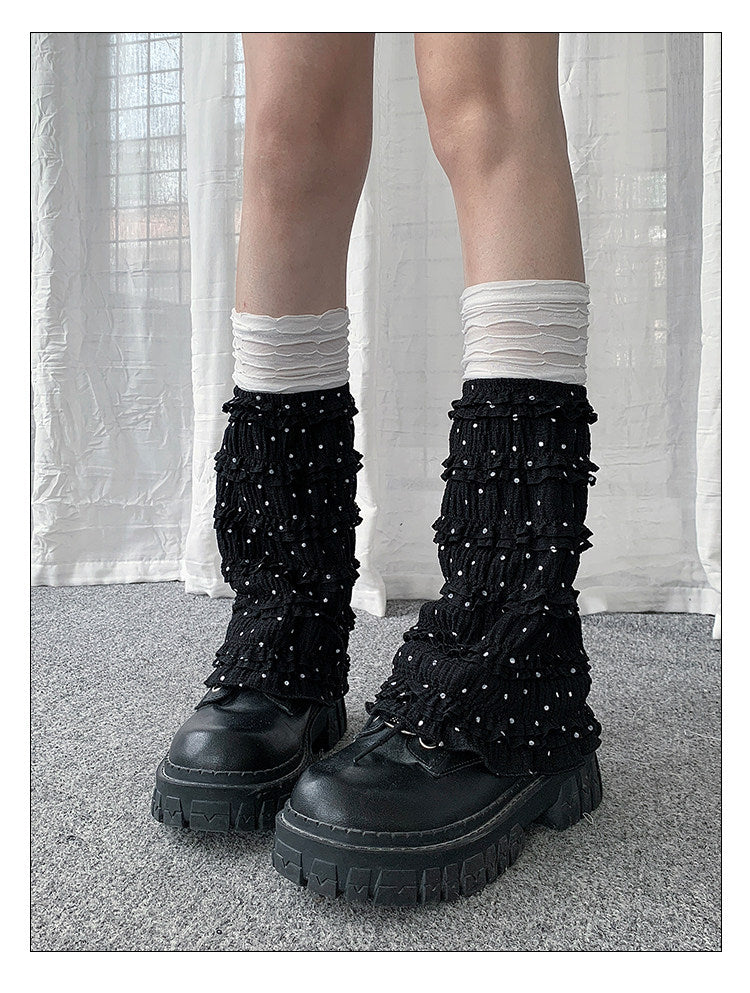 Polka Dot Ruffle Layered Leg Warmers